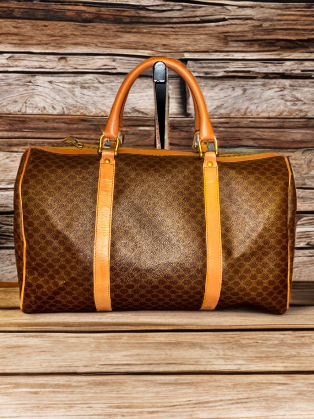 Celine Brown Monogram Travel Duffle with Tan Leather Trim - Picture 5 of 10